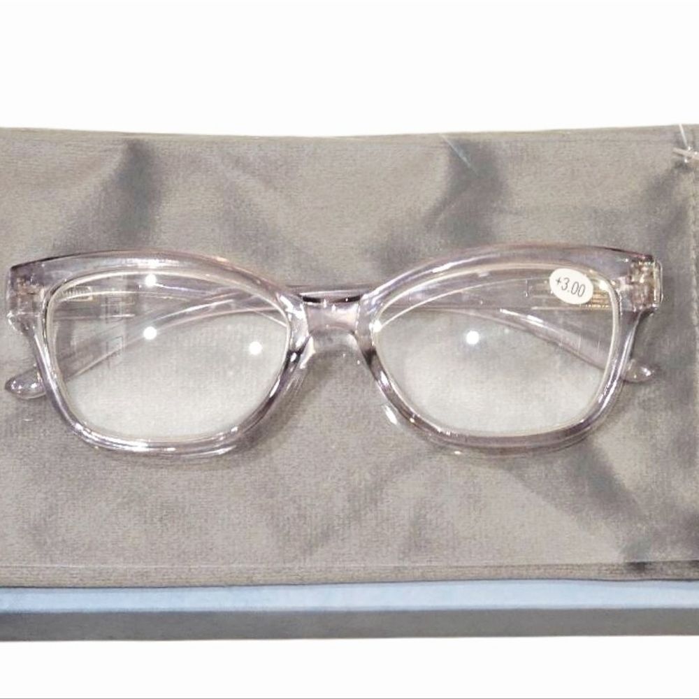 At Home Clear Transparent Reading Glasses w/Pouch
